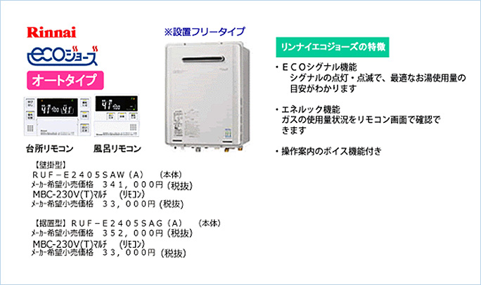 「リンナイ」エコジョーズの特徴